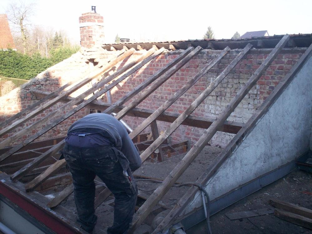 Dakgebinte tijdens de renovatie